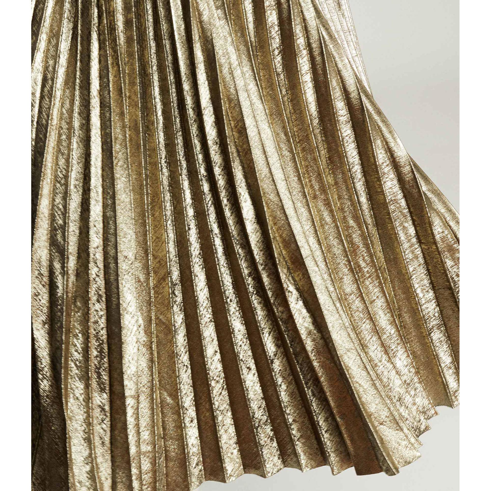 Gemma Metallic Pleated Midi Skirt